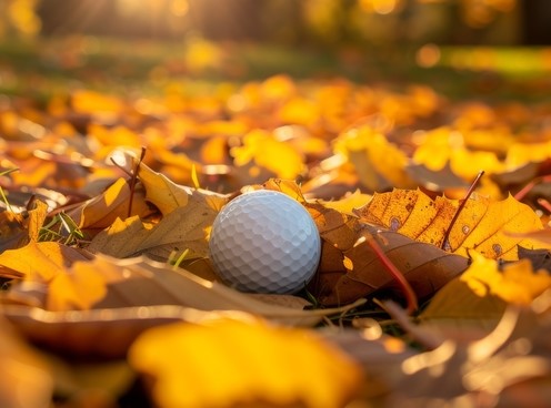 lost golf ball in the leaves