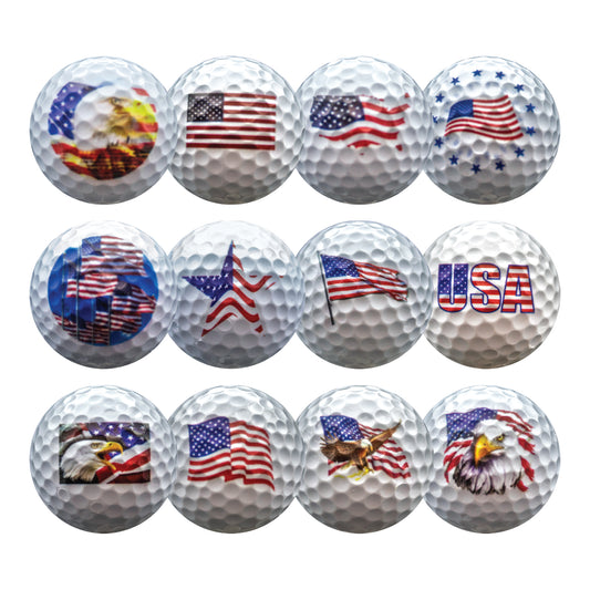 New Novelty USA American Flag Mix of Golf Balls