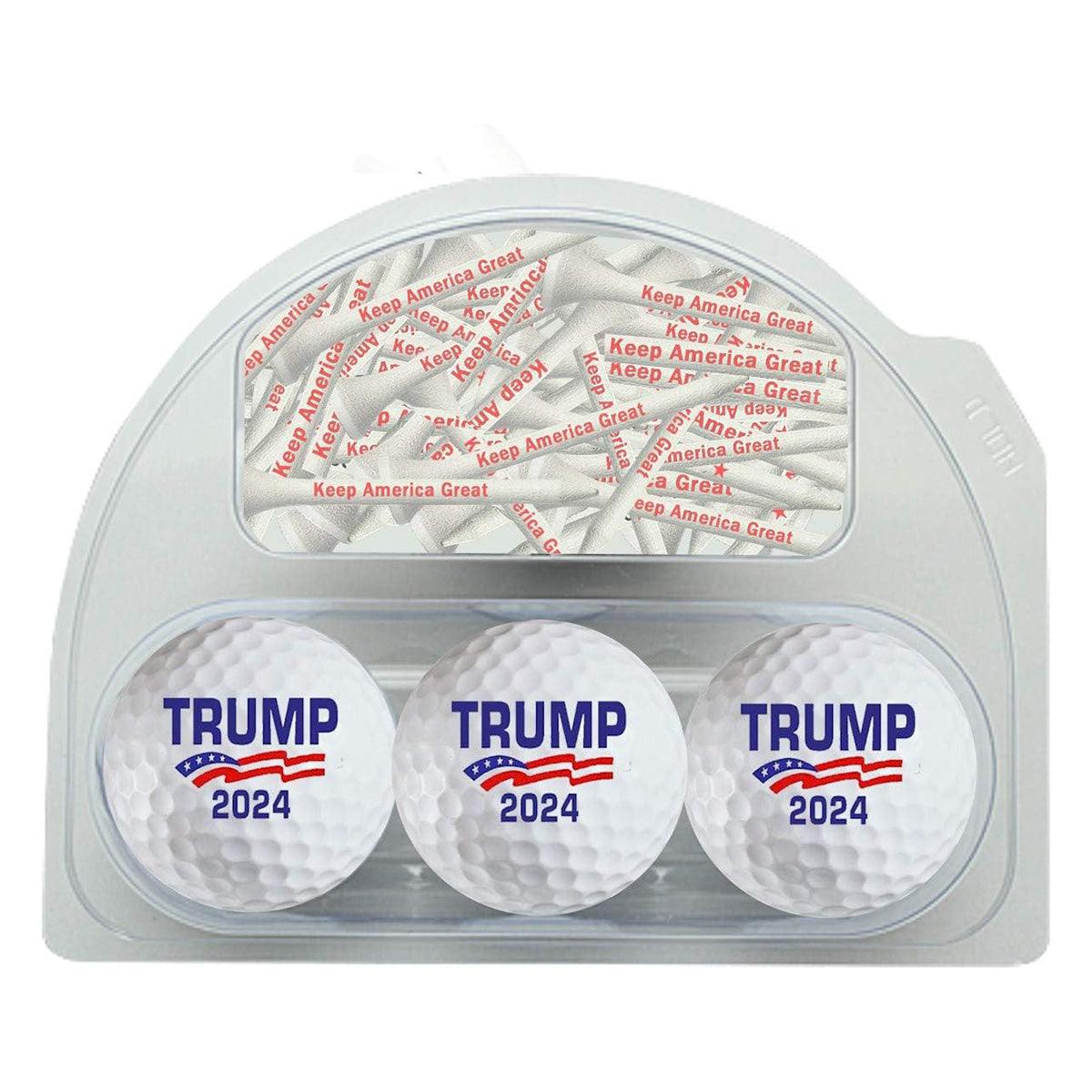 New Novelty Trump 2024 Golf Balls and Tees Set #1 - ReNew Golf Balls