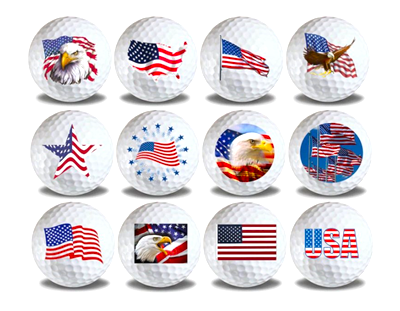 New Novelty USA American Flag Mix of Golf Balls