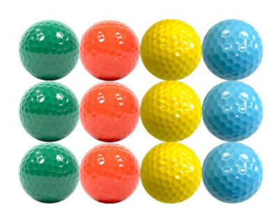 variety of colored golf balls