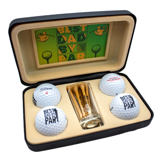 Best Dad By Par Golf Gift Set – Premium Tru Feel Golf Balls, Tees & Keepsakes