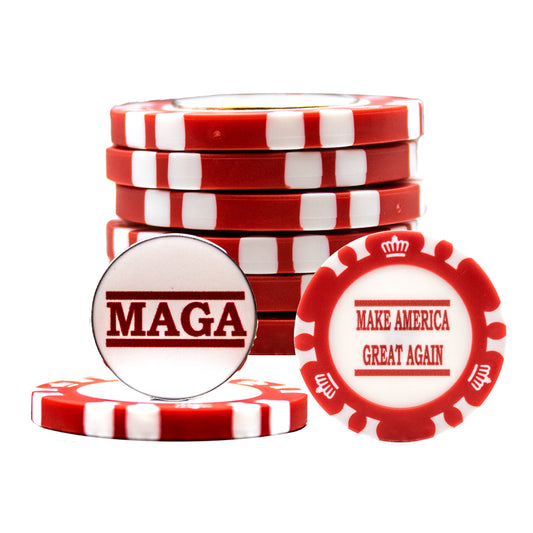 Red Magnetic Poker Chips Trump - Make America Great Again