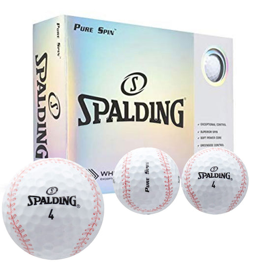 Spalding Pure Spin soft golf ball with baseball pattern