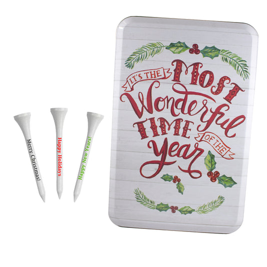 New Personalized White Tees in Christmas Tin Packaging