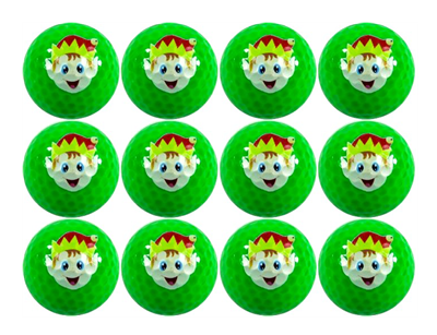 cute christmas elf on green golf balls